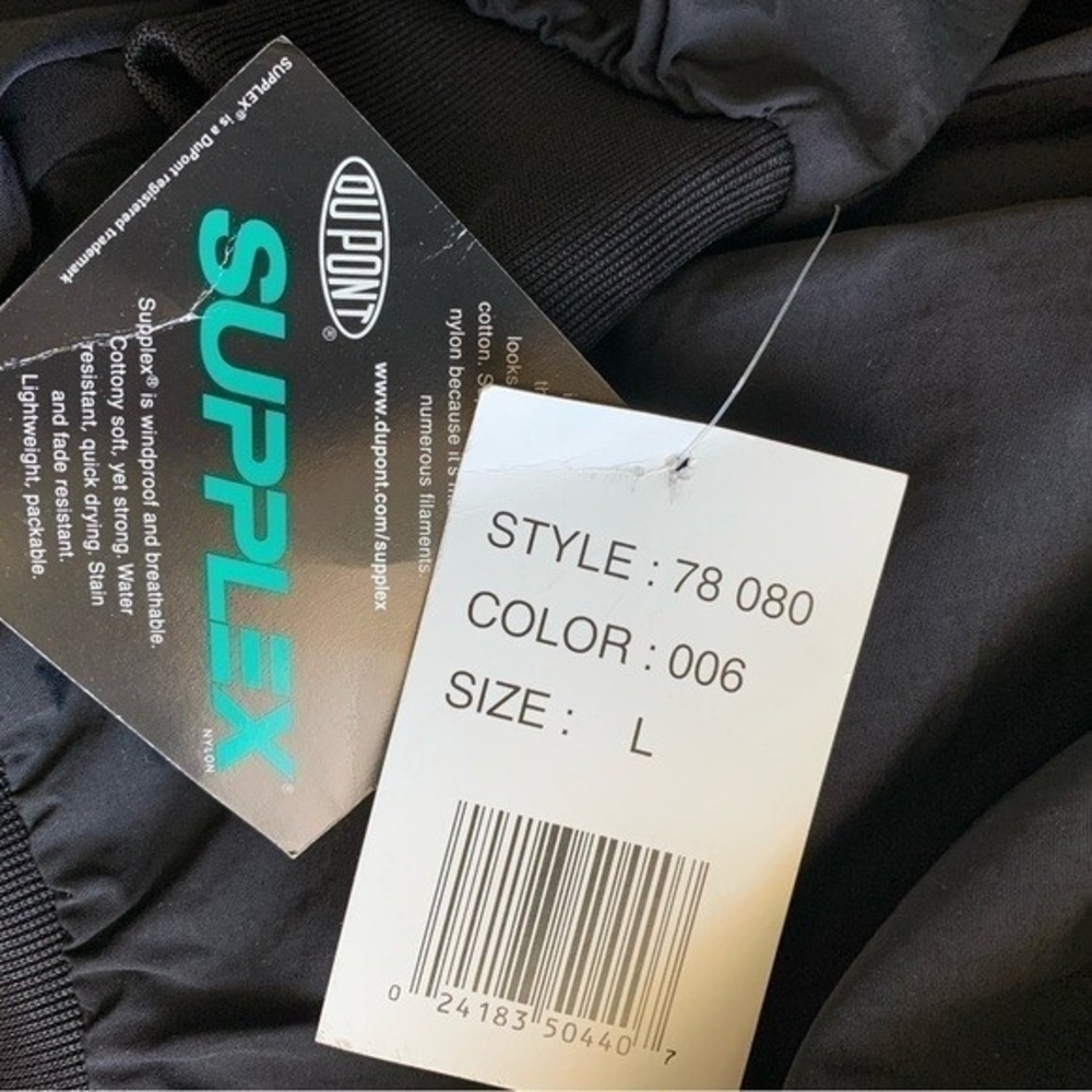 Munsingwear Black SUPPLEX Nylon Windbreaker V-Neck Pullover Long Sleeve Men's L - Picture 6 of 6